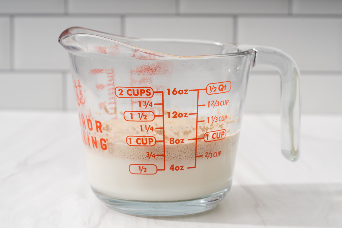 Yeast activated inside a mixing cup.