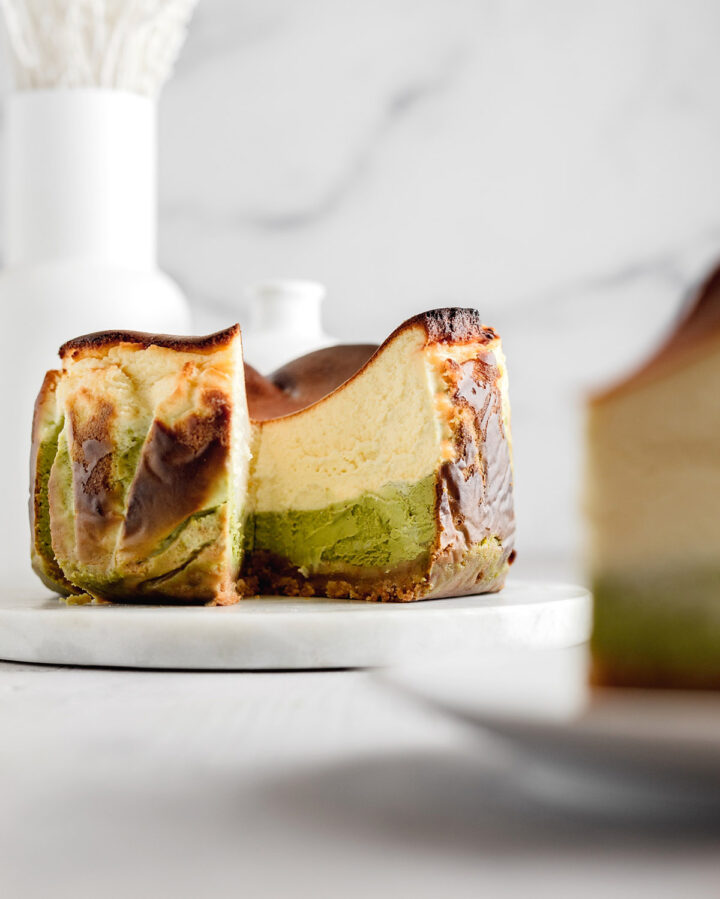 Vanilla Matcha Basque Cheesecake (Double Layered) – Takes Two Eggs