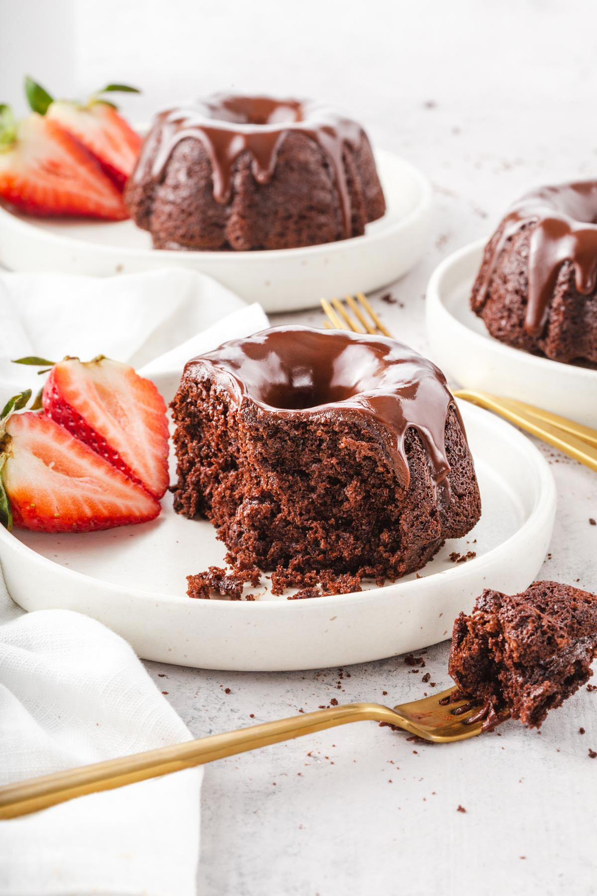 Chocolate Mini Bundt Cakes with Chocolate Ganache – Takes Two Eggs