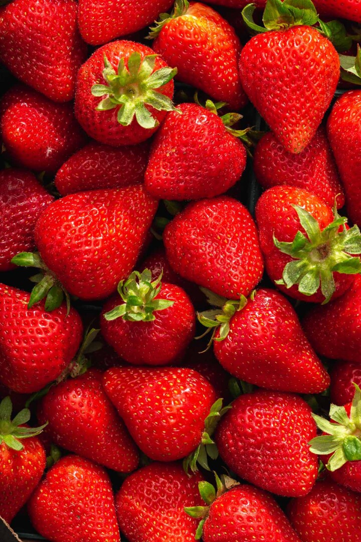 overhead image of a lot of strawberries