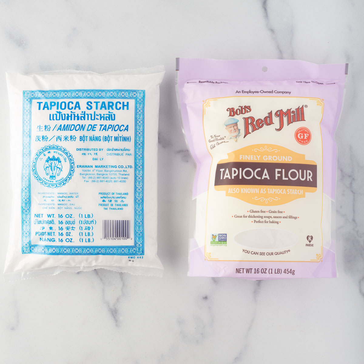 Different types of tapioca flour