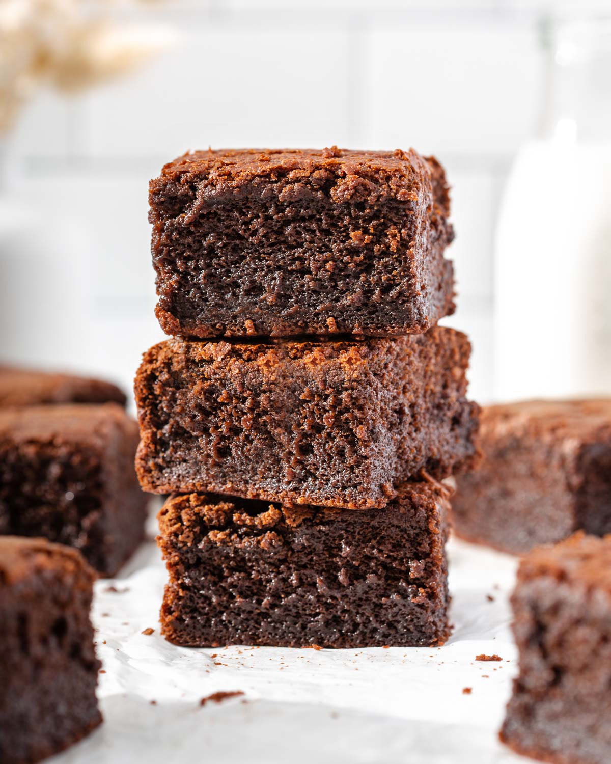 Stack of mochi brownies