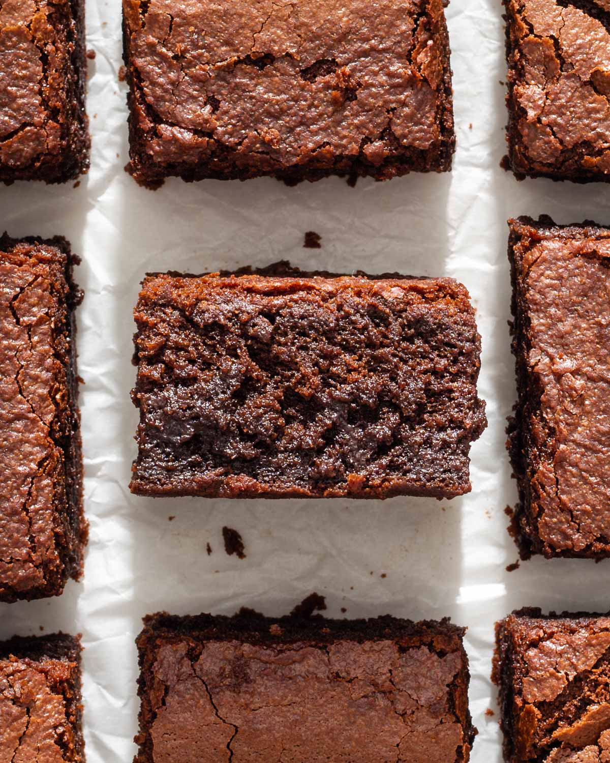 A detail shot of the inside of a mochi brownie