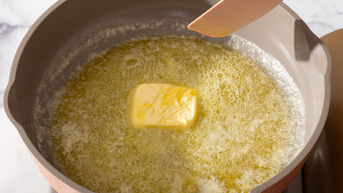 Browning butter in a pan