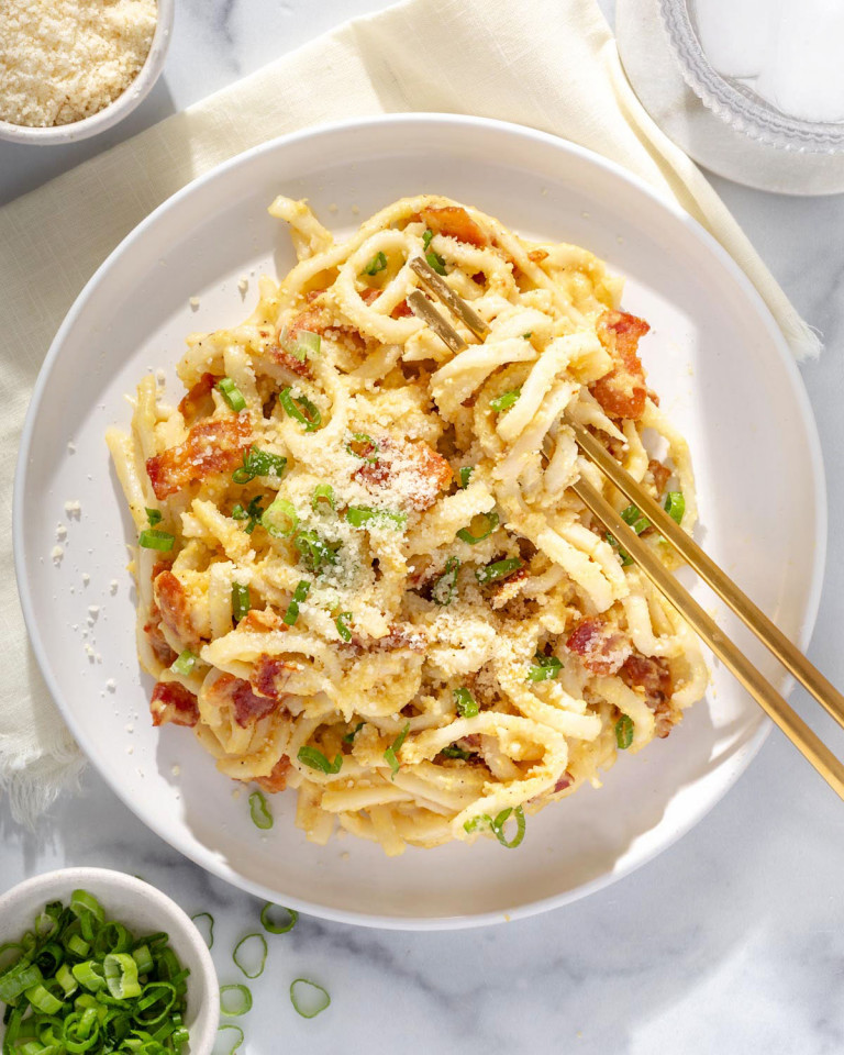 Miso Carbonara Udon Takes Two Eggs
