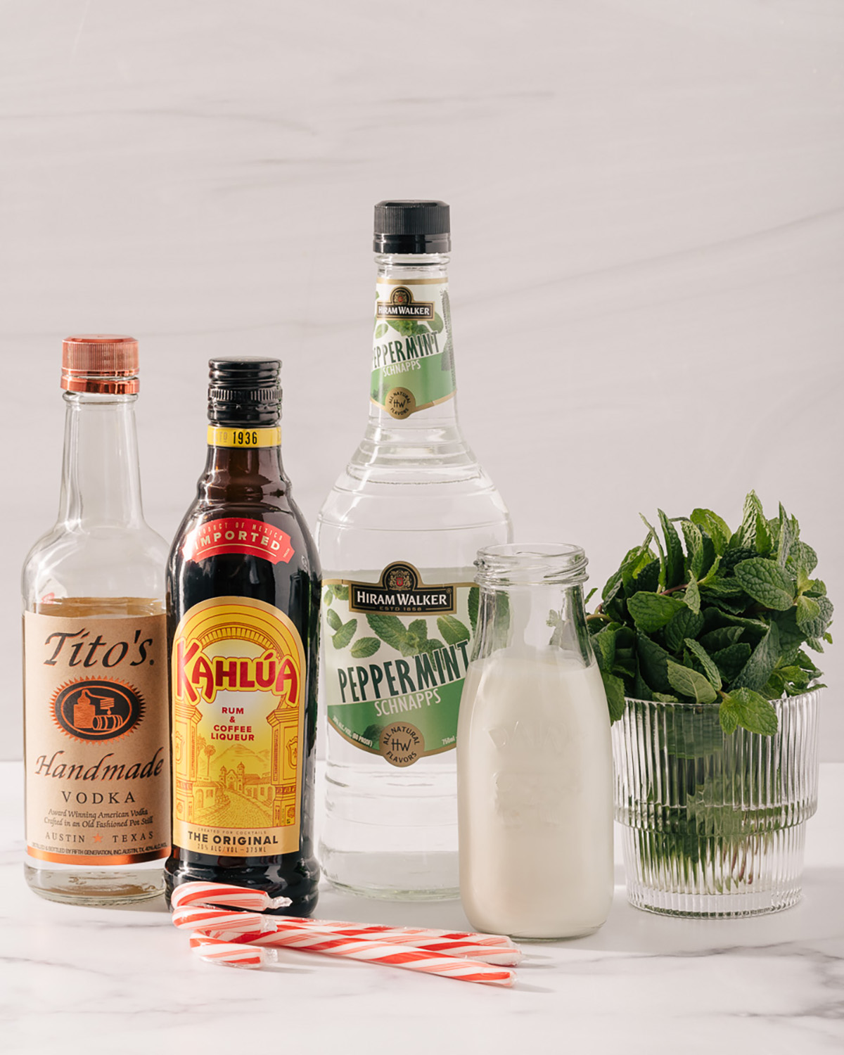 The ingredients for a holiday white russian