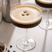 Up close of an espresso martini in a glass