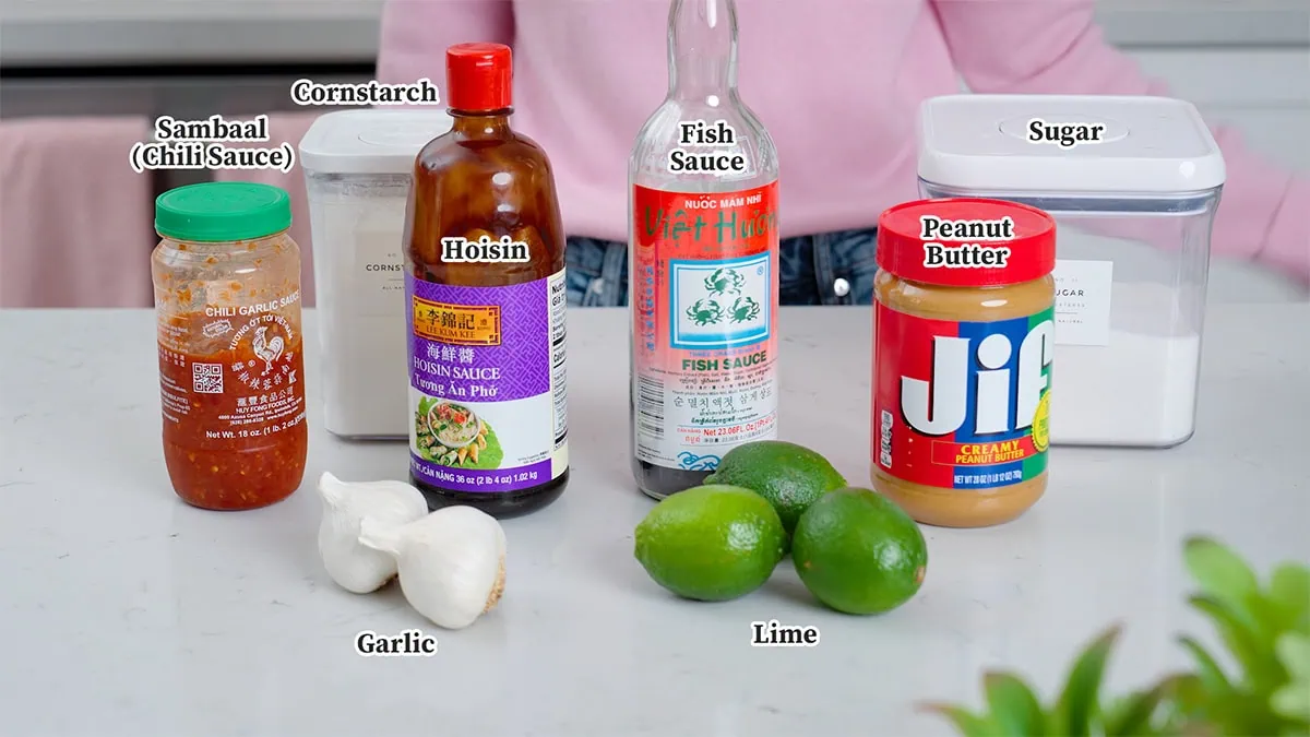 Vietnamese peanut sauce ingredients.