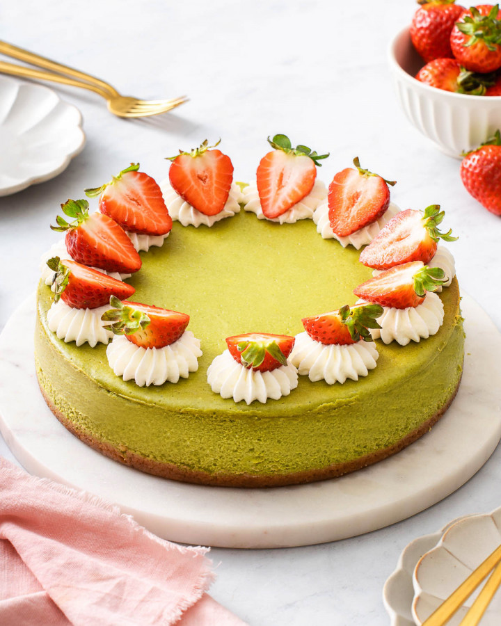 Matcha Cheesecake Takes Two Eggs