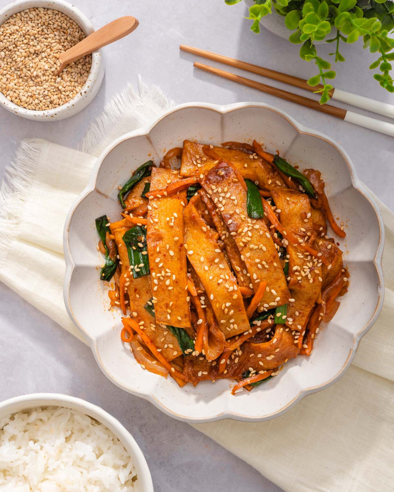 Easy 5 minute Korean Fish Cake Stir-fry Recipe – Takes Two Eggs