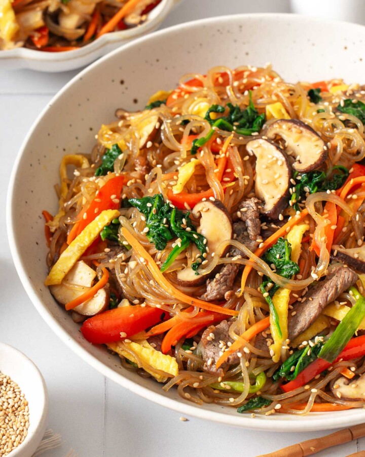 Easy Japchae (Korean Glass Noodle Stir Fry) – Takes Two Eggs