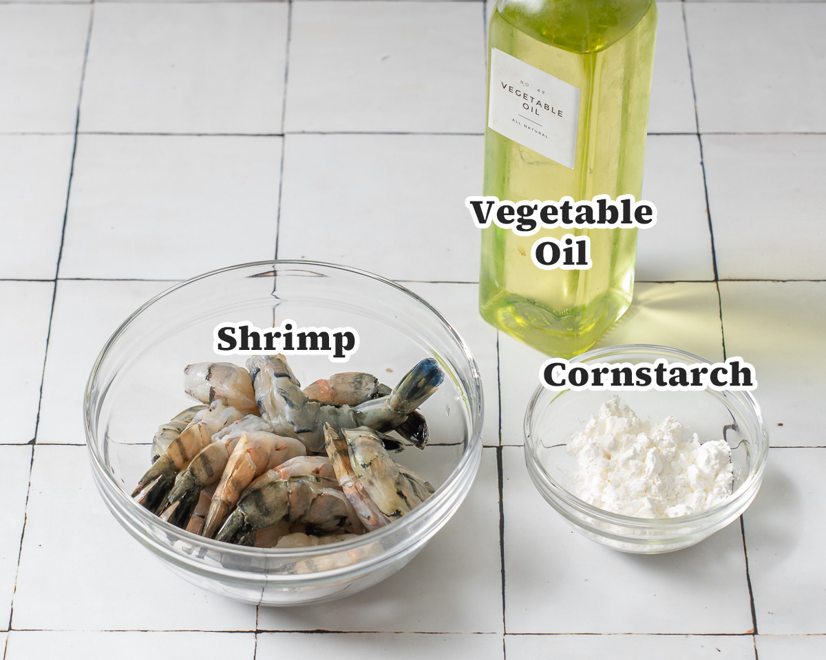 All the ingredients for the shrimp in shrimp tempura.