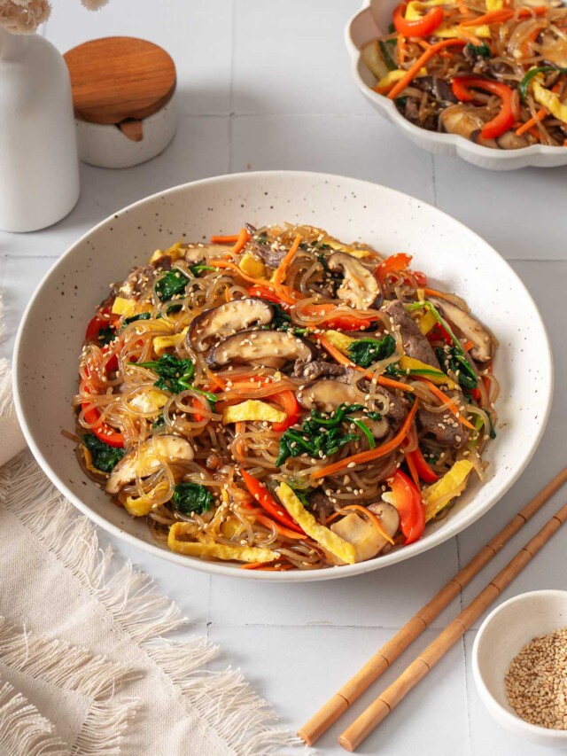 EASY Home Japchae Korean Stir Fry Takes Two Eggs