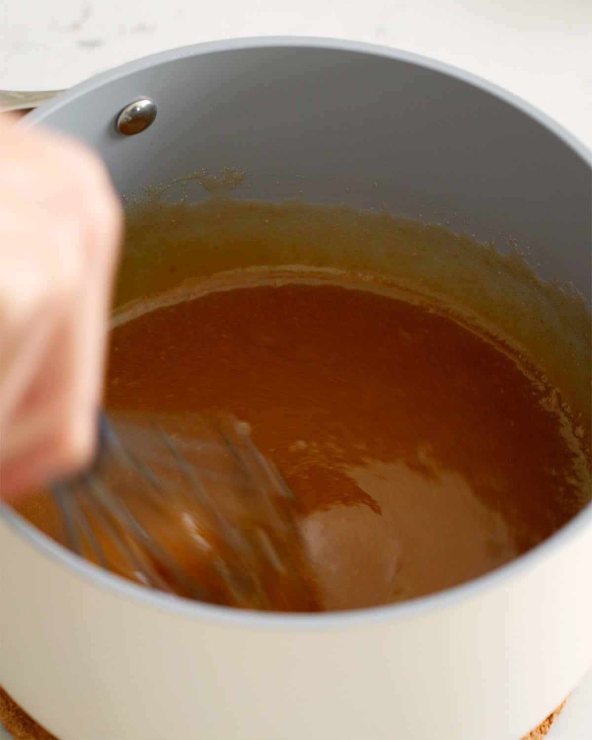 Butter, honey, and sugar melted in a sauce pan.