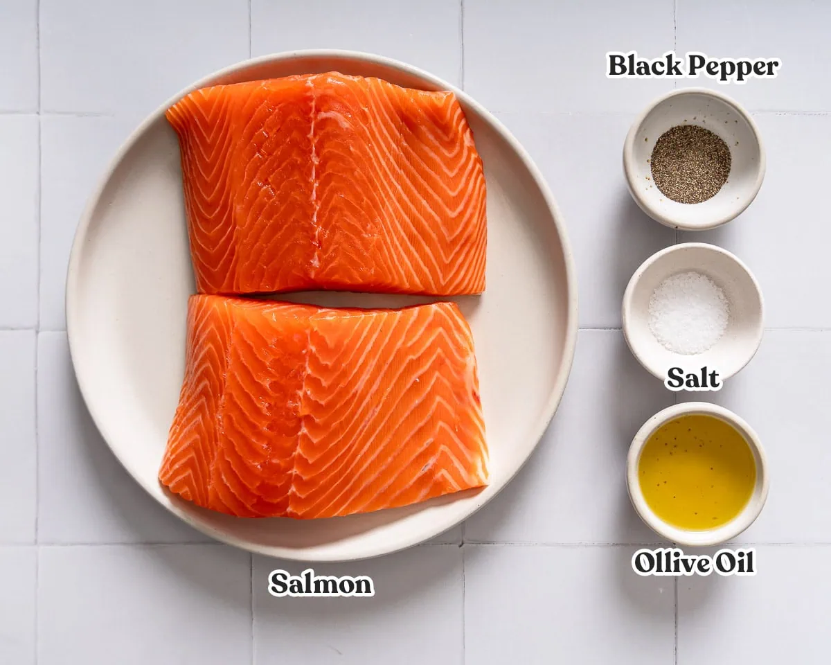 All the ingredients for seasoning salmon filets.