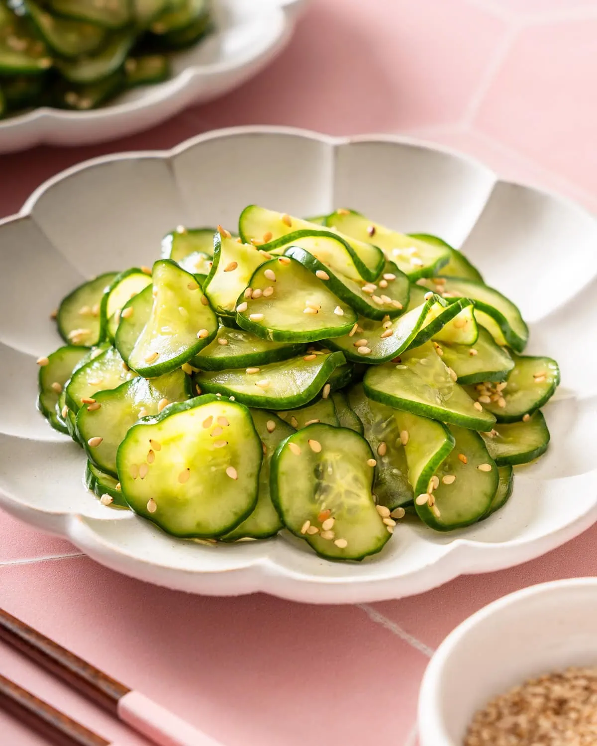 A plate of sunomono salad.