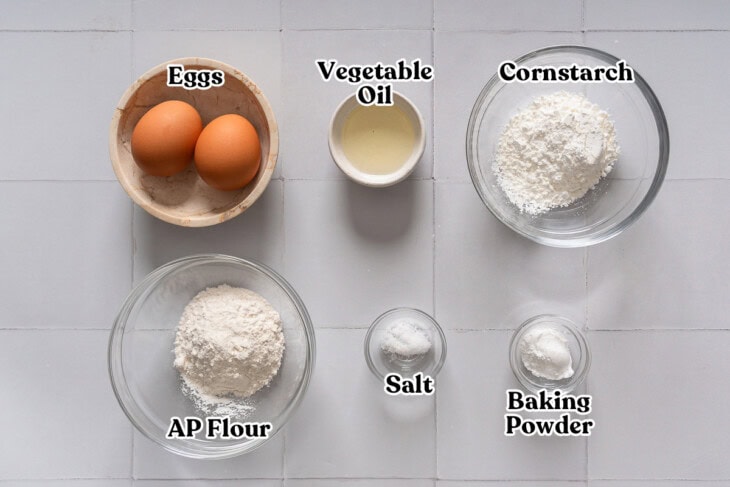 All the ingredients for making the chicken batter.