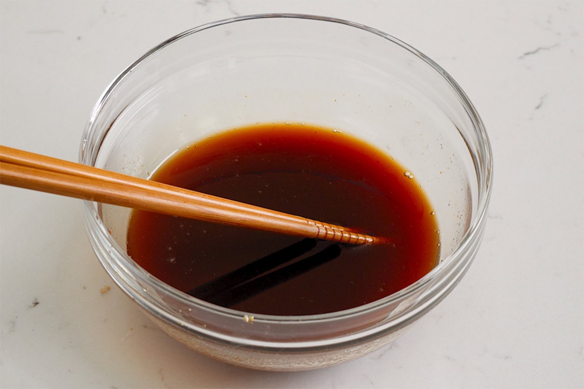 The sauce mixed together in a small bowl.