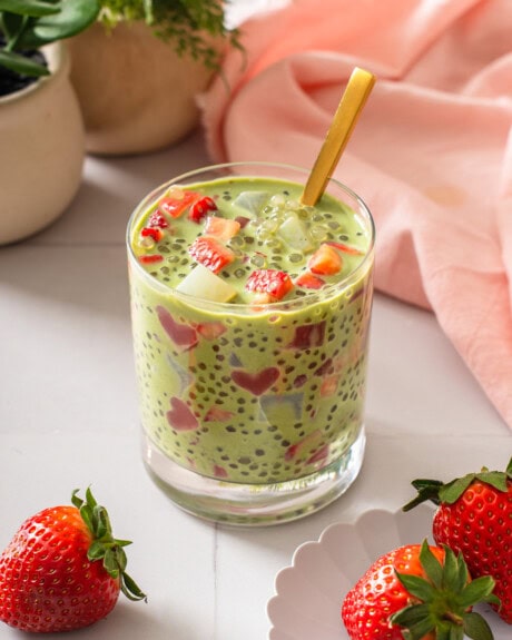 Strawberry Matcha Sago